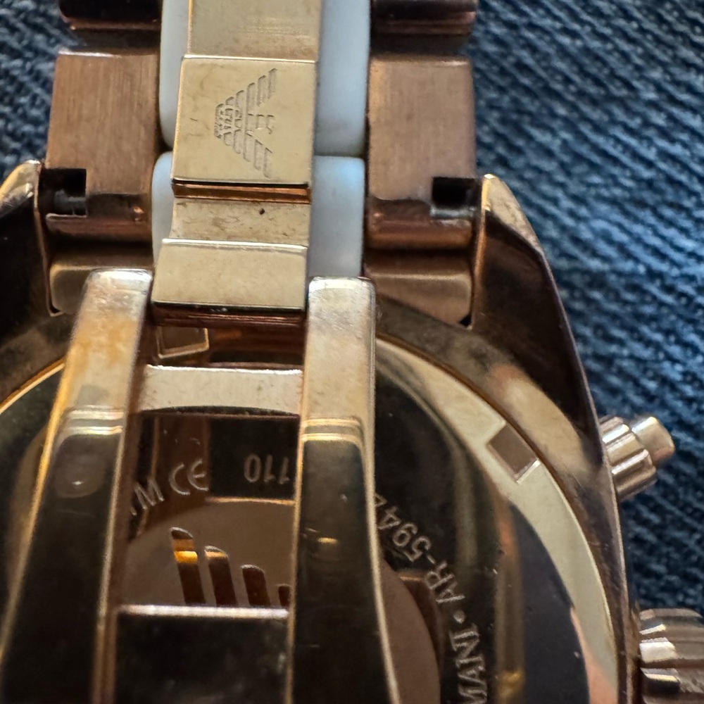 Emporio Armani rose, gold, and white watch - Picture 8 of 13